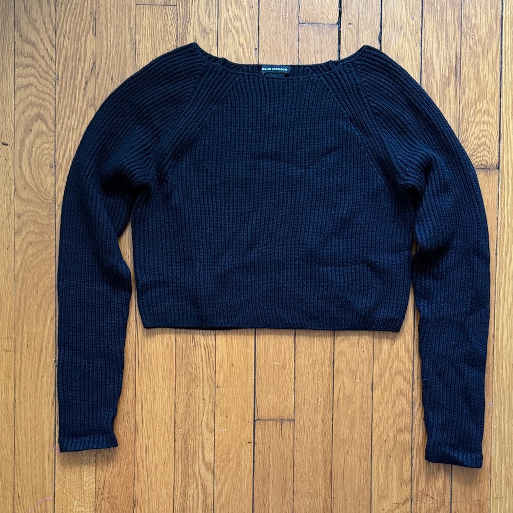 Club Monaco Black Ribbed Sweater